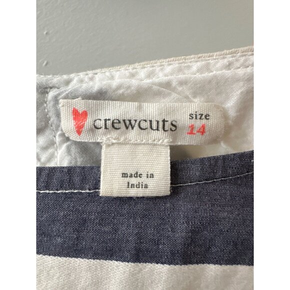 Crewcuts Girls Striped Cotton Dress Size 14 Blue Cream Cutout Back - Picture 2 of 4